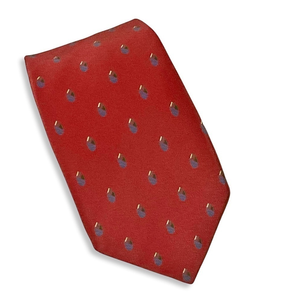 Vtg John Silk & Co Haberdashers Men Silk Tie Preppy Red Blue Foulard Italy Rare